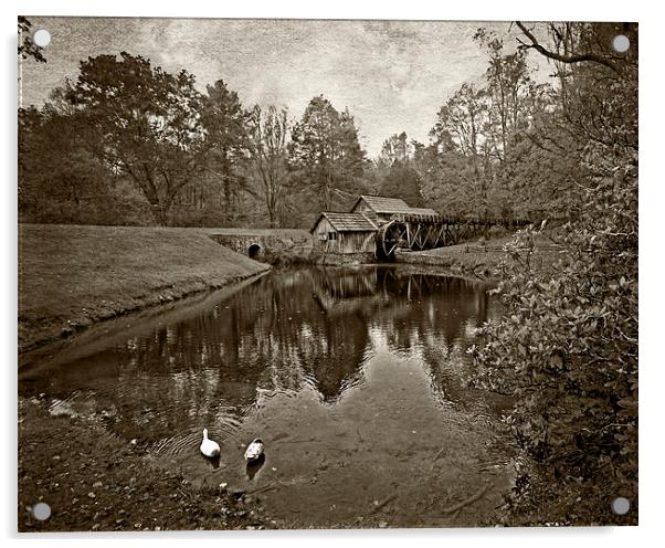  Mabry Mill in Black and White Acrylic by Tom and Dawn Gari