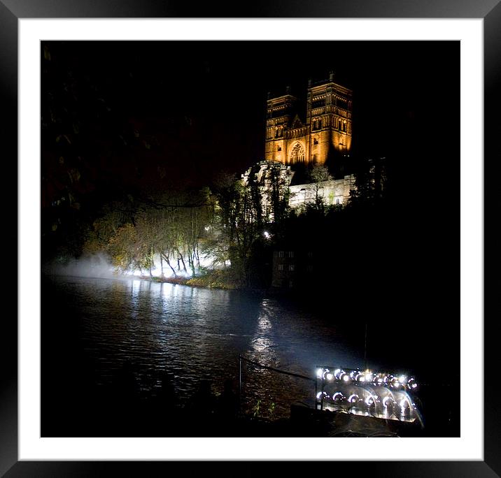 Durham cathedral Lumiere lights Framed Mounted Print by eric carpenter