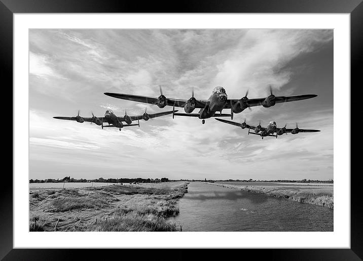 Dambusters practising low level flying B&W version Framed Mounted Print by Gary Eason