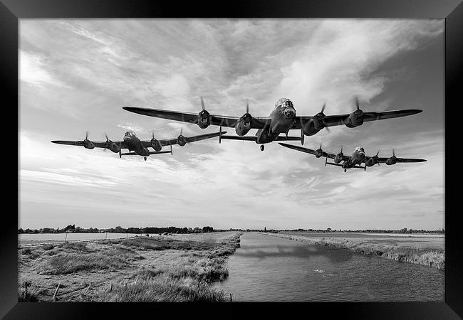 Dambusters practising low level flying B&W version Framed Print by Gary Eason