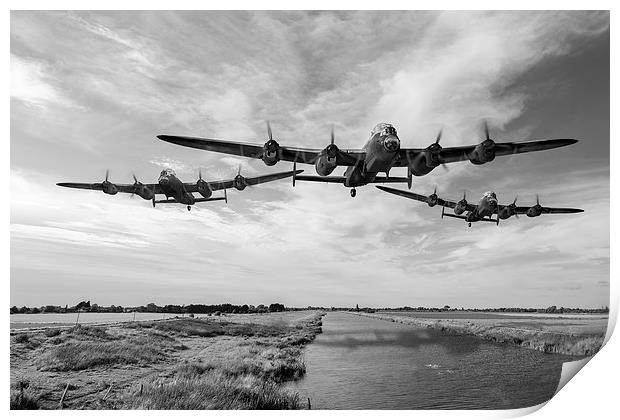 Dambusters practising low level flying B&W version Print by Gary Eason