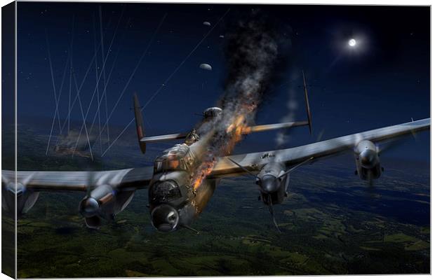 Escape at Mailly, Lancaster LL743  Canvas Print by Gary Eason