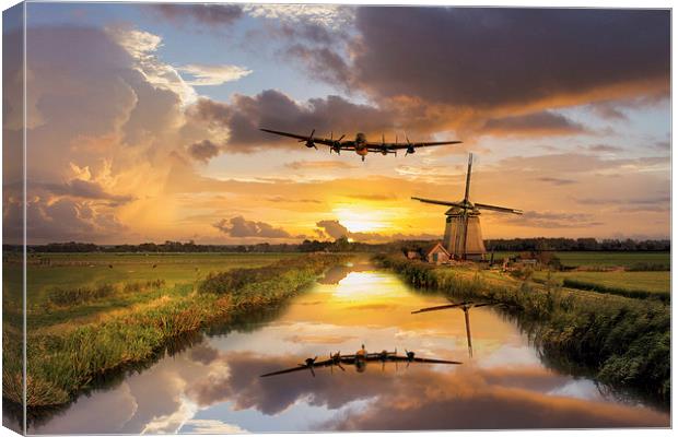 Lancaster Bomber Over The Mills Canvas Print by J Biggadike