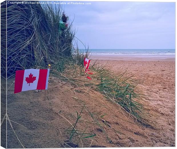  Juno Beach Canadian Flag Canvas Print by Michael Wood