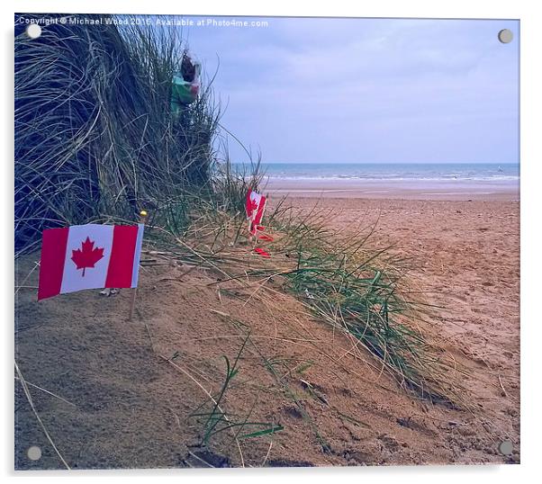  Juno Beach Canadian Flag Acrylic by Michael Wood