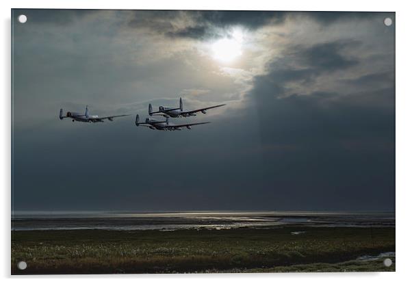 Dambusters training over The Wash Acrylic by Gary Eason