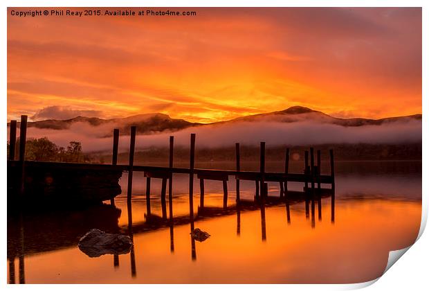  Sunset at Ashness Jetty Print by Phil Reay