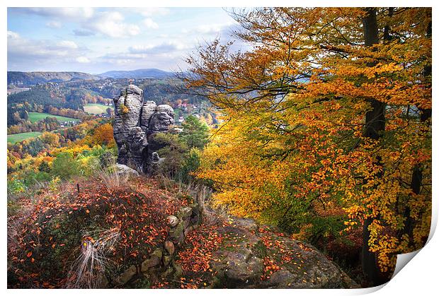  The Touch of Gold. Saxon Switzerland  Print by Jenny Rainbow