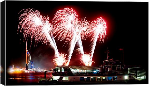 Gunwharf Fireworks display at Portsmouth harbour. Canvas Print by JC studios LRPS ARPS