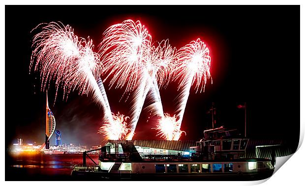 Gunwharf Fireworks display at Portsmouth harbour. Print by JC studios LRPS ARPS