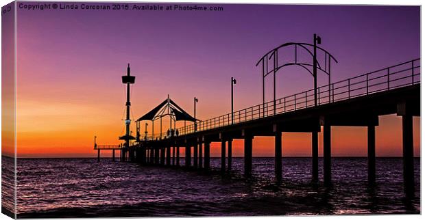 Jetty Sunset Canvas Print by Linda Corcoran LRPS CPAGB