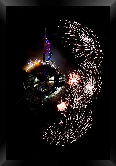  Spinaker tower fireworks by JCstudios Framed Print by JC studios LRPS ARPS