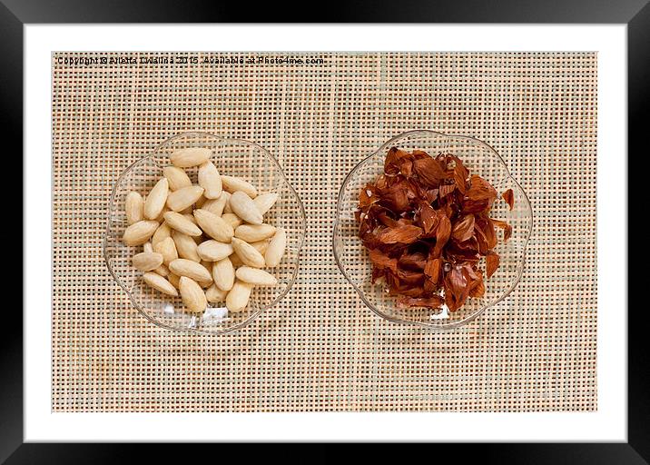 Blanched almonds and skins Framed Mounted Print by Arletta Cwalina