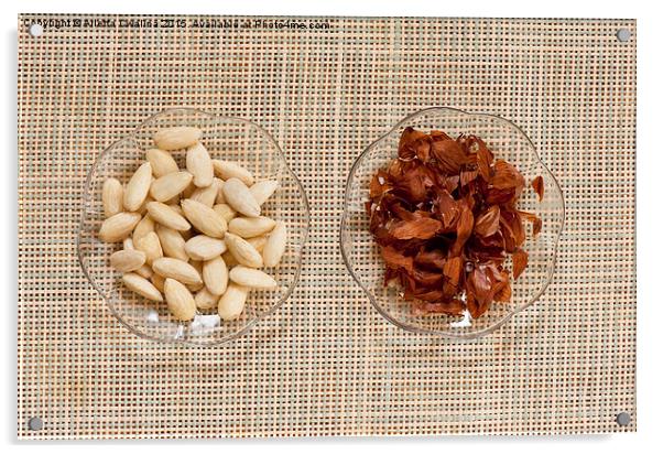 Blanched almonds and skins Acrylic by Arletta Cwalina