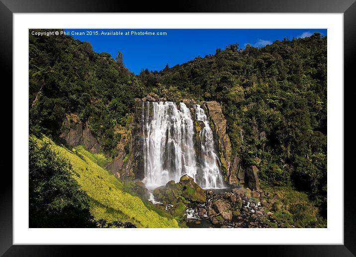  Marokopa falls waterfall, New Zealand. Framed Mounted Print by Phil Crean