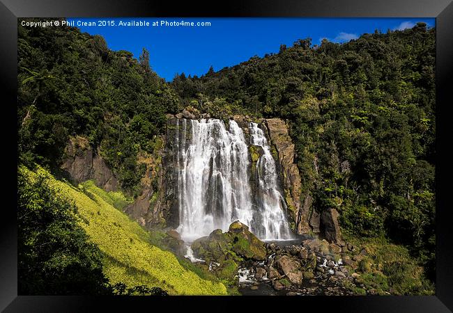  Marokopa falls waterfall, New Zealand. Framed Print by Phil Crean