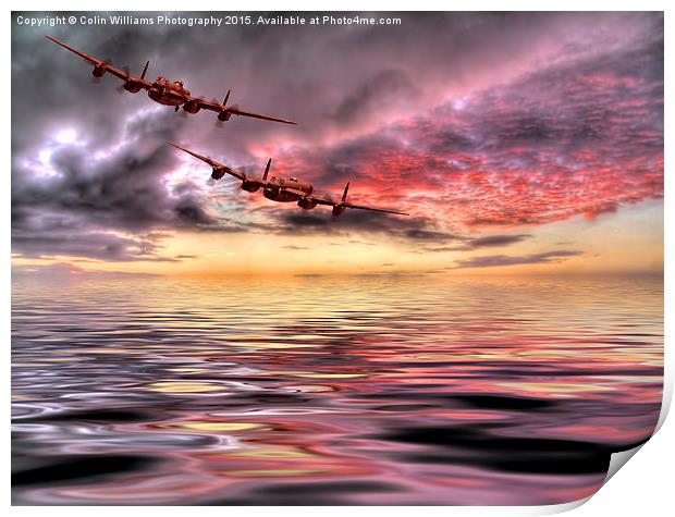  Out Of The Sunset - The 2 Lancasters 3 Print by Colin Williams Photography