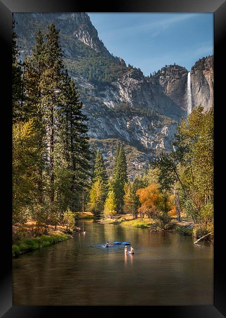  Merced River and Waterfall Yosemite  Framed Print by paul lewis