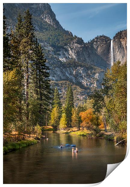  Merced River and Waterfall Yosemite  Print by paul lewis