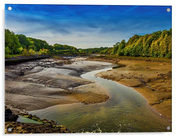 Carew River Estuary, Carew, Pembrokeshire, Wales,  Acrylic by Mark Llewellyn