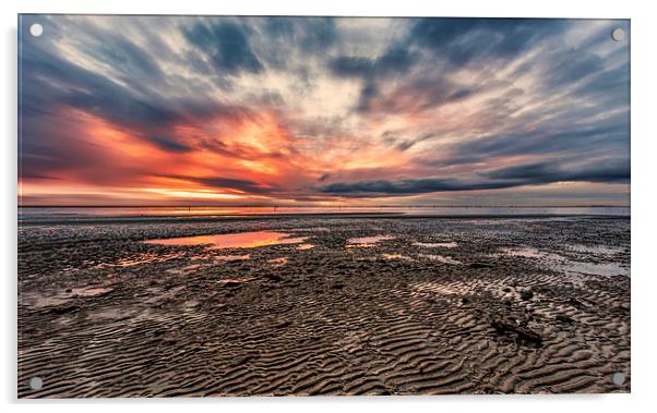 Low tide at sunset Acrylic by Guido Parmiggiani