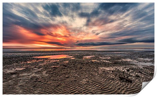 Low tide at sunset Print by Guido Parmiggiani