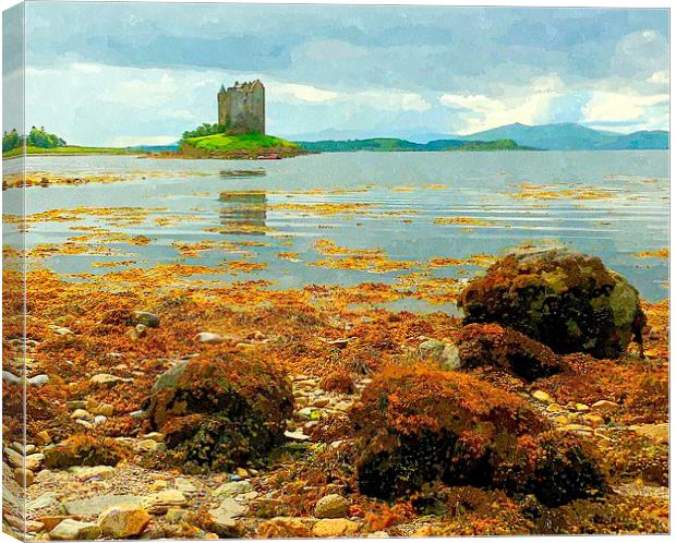 Majestic Castle Stalker Rising from the Sea argyll Canvas Print by dale rys (LP)