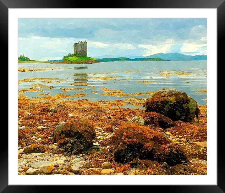 Majestic Castle Stalker Rising from the Sea argyll Framed Mounted Print by dale rys (LP)