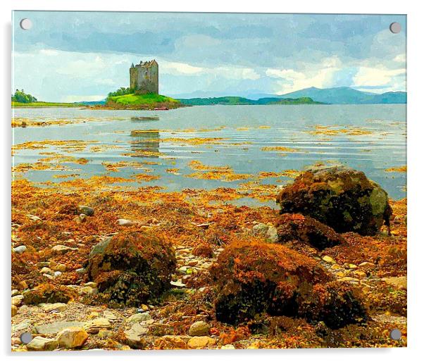 Majestic Castle Stalker Rising from the Sea argyll Acrylic by dale rys (LP)