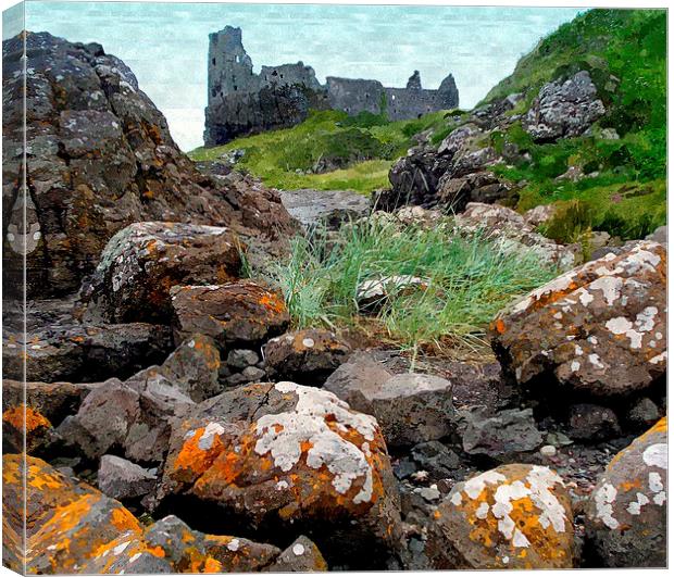  dunure castle with rocks! Canvas Print by dale rys (LP)