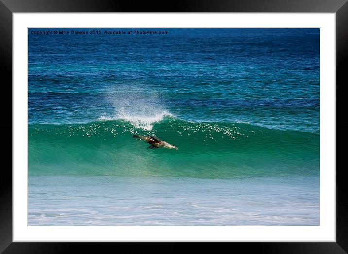 Diving Beneath the Curl Framed Mounted Print by Mike Dawson