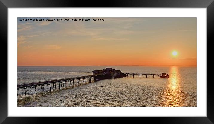 Birnbeck Pier Sunset   Framed Mounted Print by Diana Mower