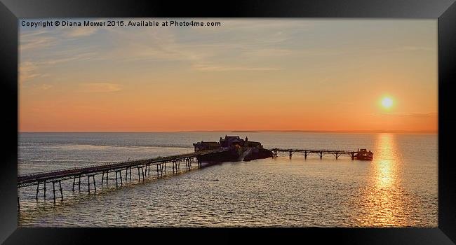 Birnbeck Pier Sunset   Framed Print by Diana Mower