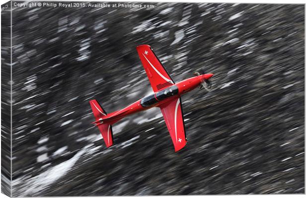  Red on Black - Axalp Swiss Air Force PC21 Display Canvas Print by Philip Royal