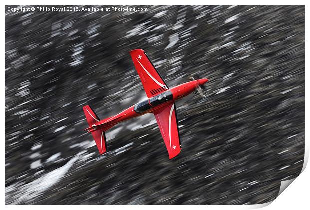 Red on Black - Axalp Swiss Air Force PC21 Display Print by Philip Royal
