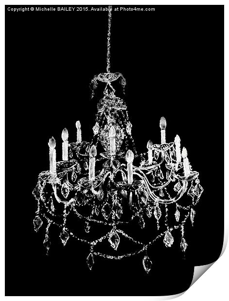  Shabby Chic Chandelier Print by Michelle BAILEY