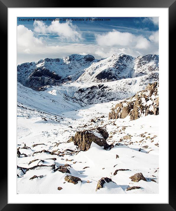  Scafell Range in Winter Framed Mounted Print by Michael Houghton