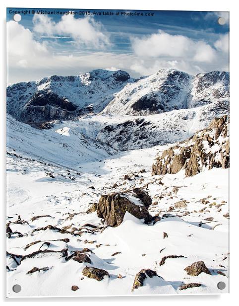  Scafell Range in Winter Acrylic by Michael Houghton