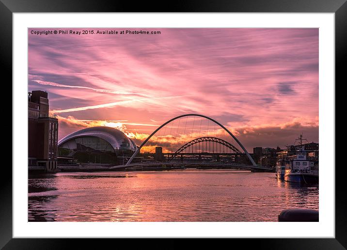  Sunset over the Tyne Framed Mounted Print by Phil Reay