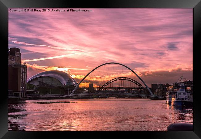  Sunset over the Tyne Framed Print by Phil Reay