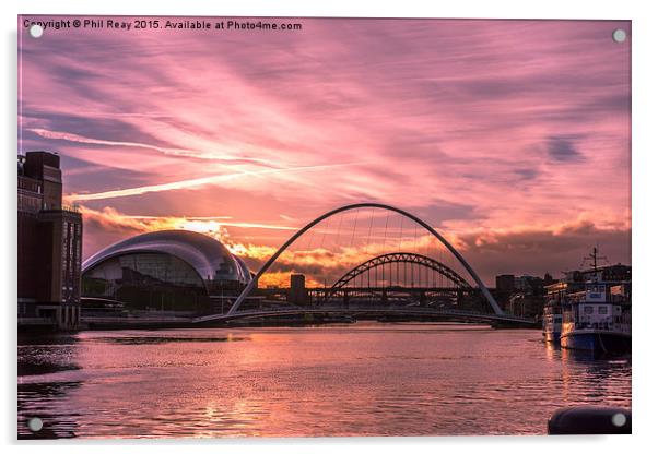  Sunset over the Tyne Acrylic by Phil Reay