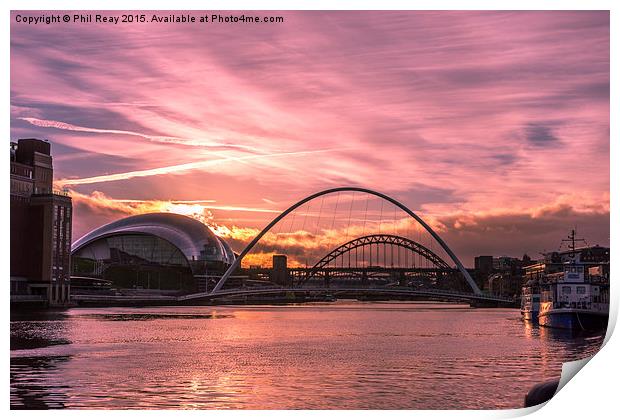  Sunset over the Tyne Print by Phil Reay