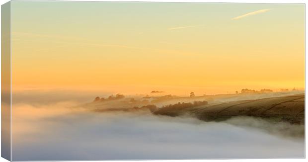 Foggy morning in yorkshire at sunrise Canvas Print by chris smith