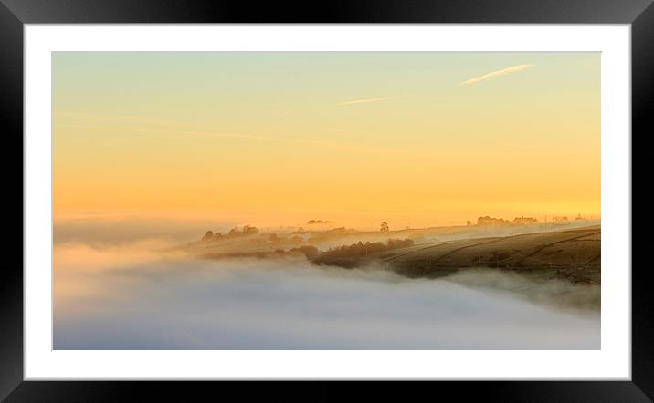 Foggy morning in yorkshire at sunrise Framed Mounted Print by chris smith