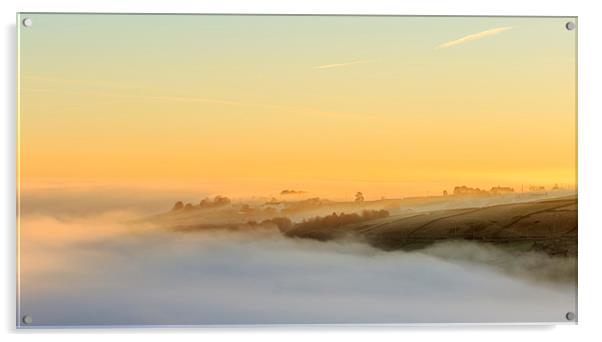 Foggy morning in yorkshire at sunrise Acrylic by chris smith