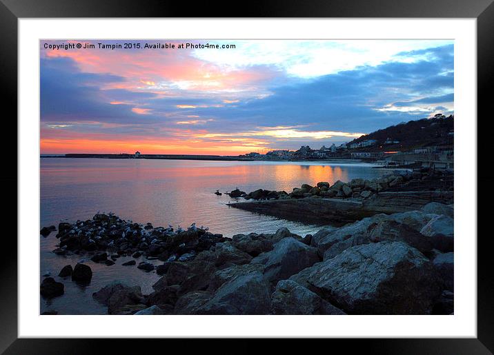 JST3149 Sunset Lyme Regis Framed Mounted Print by Jim Tampin