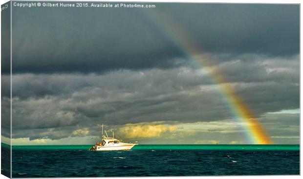 Rainbow on Indian Ocean  Canvas Print by Gilbert Hurree