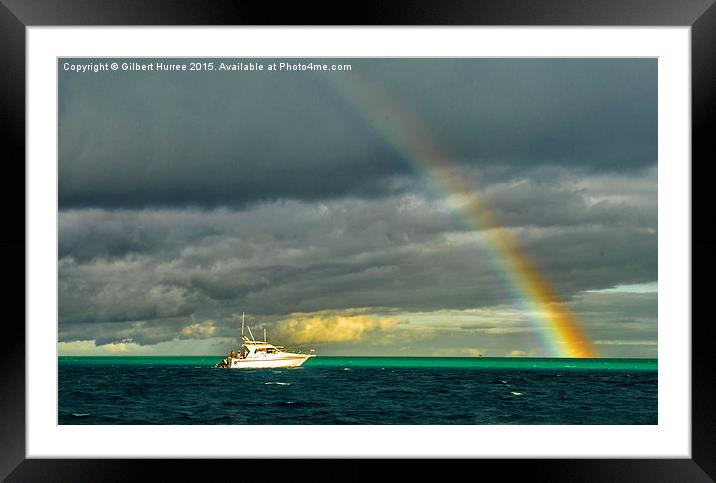 Rainbow on Indian Ocean  Framed Mounted Print by Gilbert Hurree