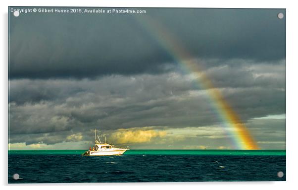 Rainbow on Indian Ocean  Acrylic by Gilbert Hurree