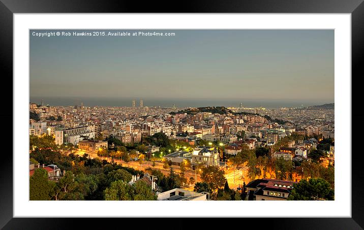  Barcelona Skyline  Framed Mounted Print by Rob Hawkins